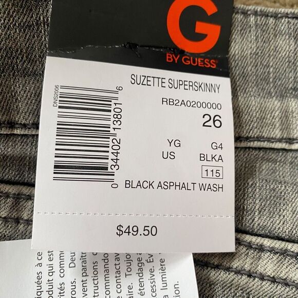 G by Guess Suzette Super Skinny Black Asphalt Wash Jeans Size 26 - Picture 12 of 14